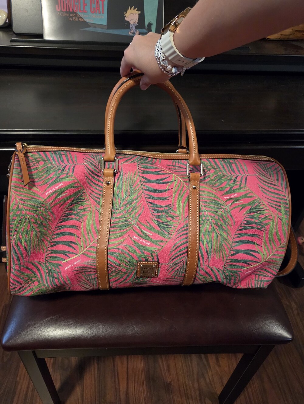 Dooney & Bourke Palm Leaf Print Duffel Bag HTF